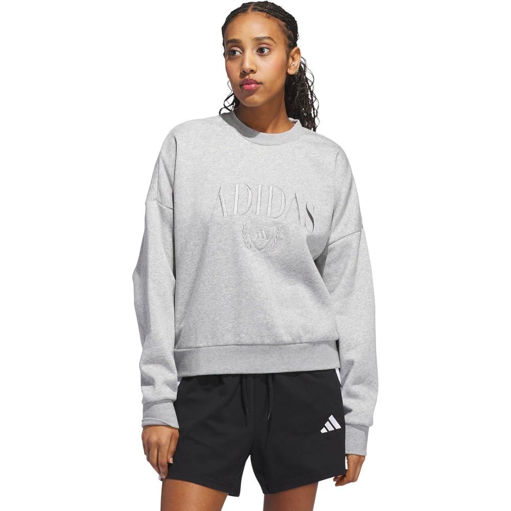 image:imageadidas womens Cozy Holiday Graphic SweatshirtMedium Grey Heather