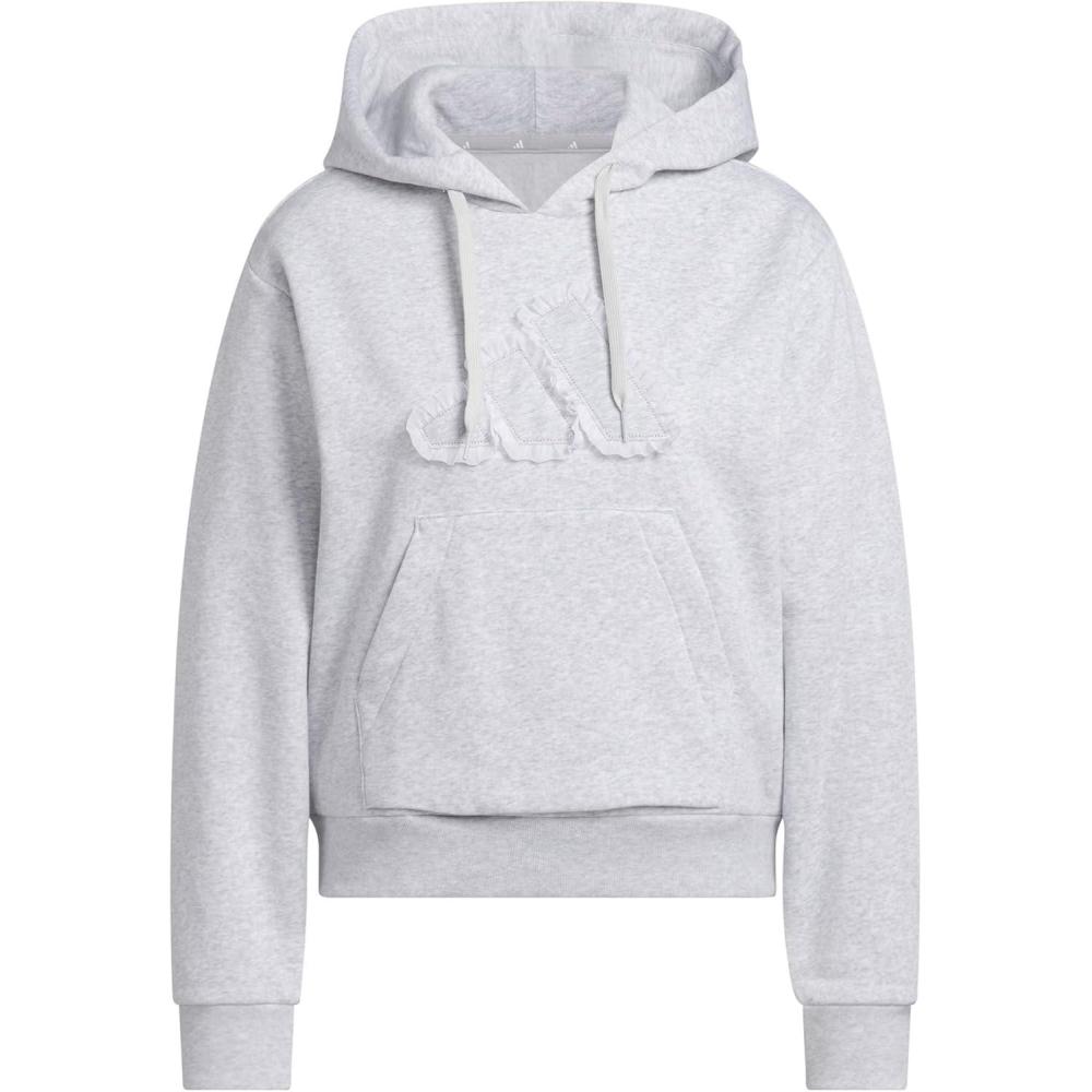 image:imageadidas womens Seasonal Essentials Ruffled Big Logo Graphic HoodieLight Grey Heather