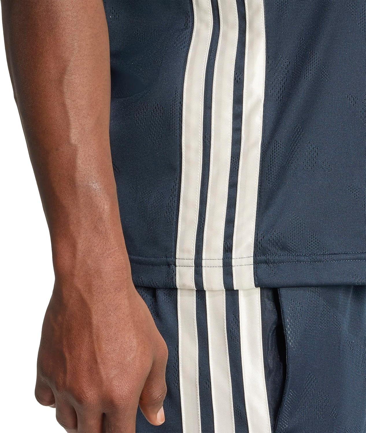 image:imageAdidas Mens Stadium 3Stripes Tennis Inspired Jacquard Polo TShirtAurora InkOff White
