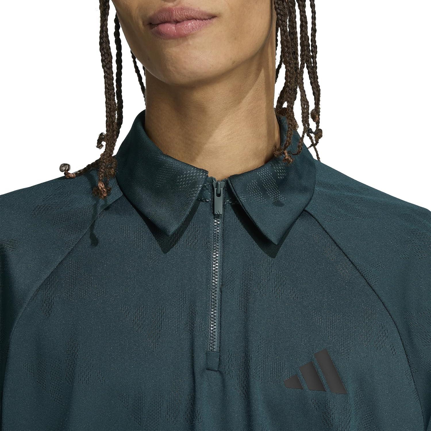 image:imageAdidas Mens Stadium 3Stripes Tennis Inspired Jacquard Polo TShirtAurora IvyBlack