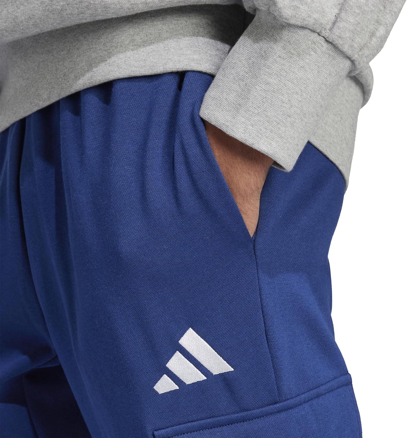 image:imageadidas Mens Essentials Feel Cozy Fleece Cargo PantsDark BlueWhite