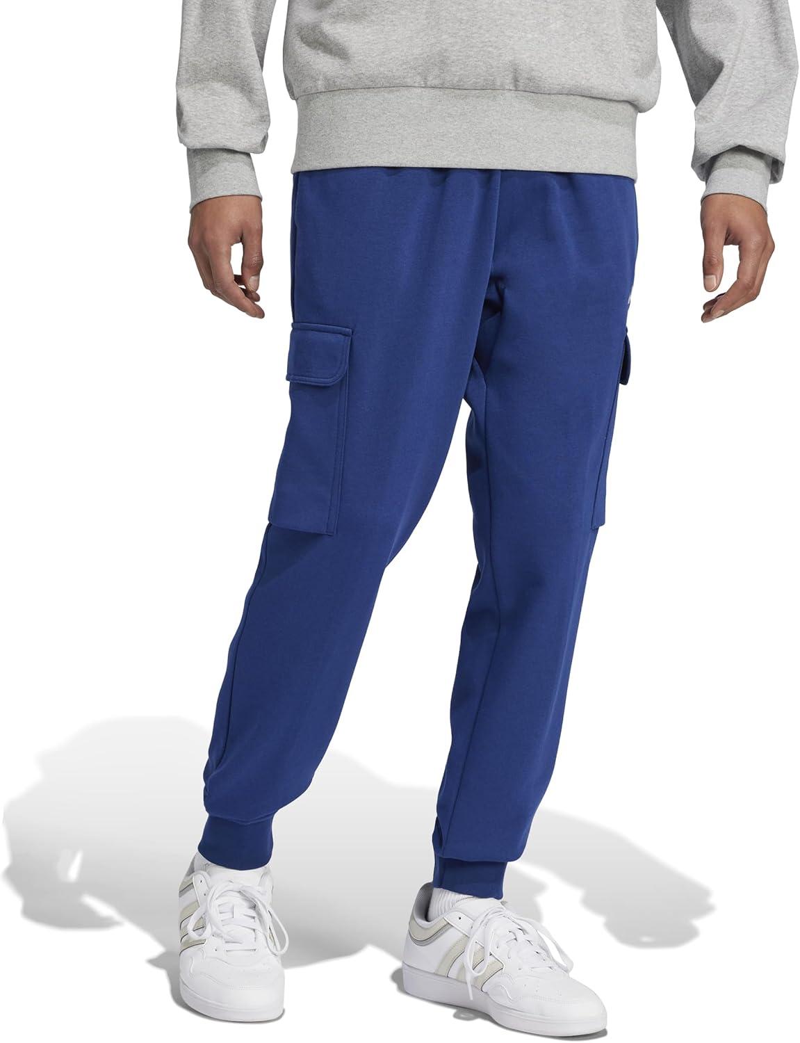 image:imageadidas Mens Essentials Feel Cozy Fleece Cargo PantsDark BlueWhite