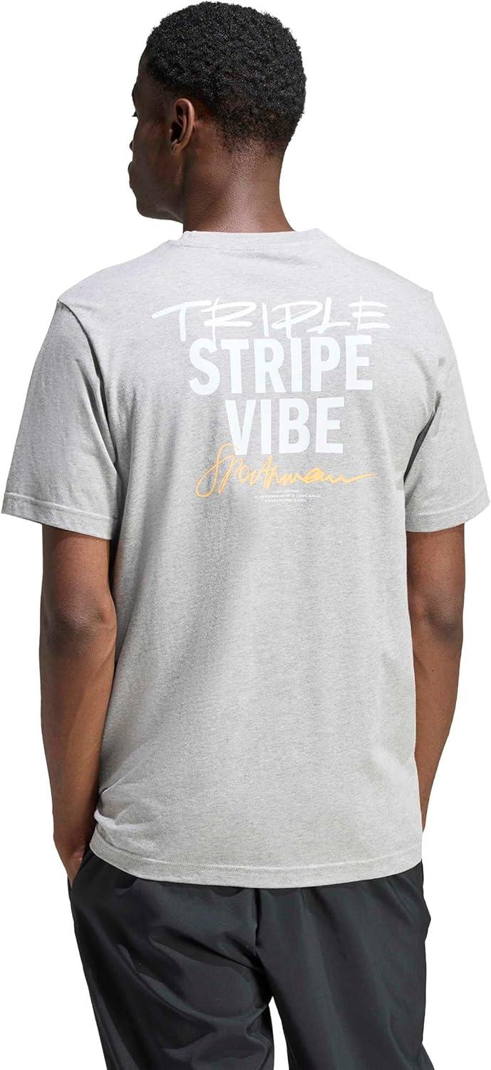 image:imageadidas Mens Triple Stripe Vibe Graphic TShirtMedium Grey Heather