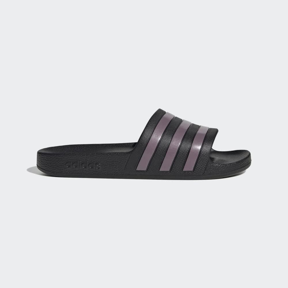 image:imageadidas Womens Adilette Aqua Slide SandalsBlackMatte Purple MetallicBlack