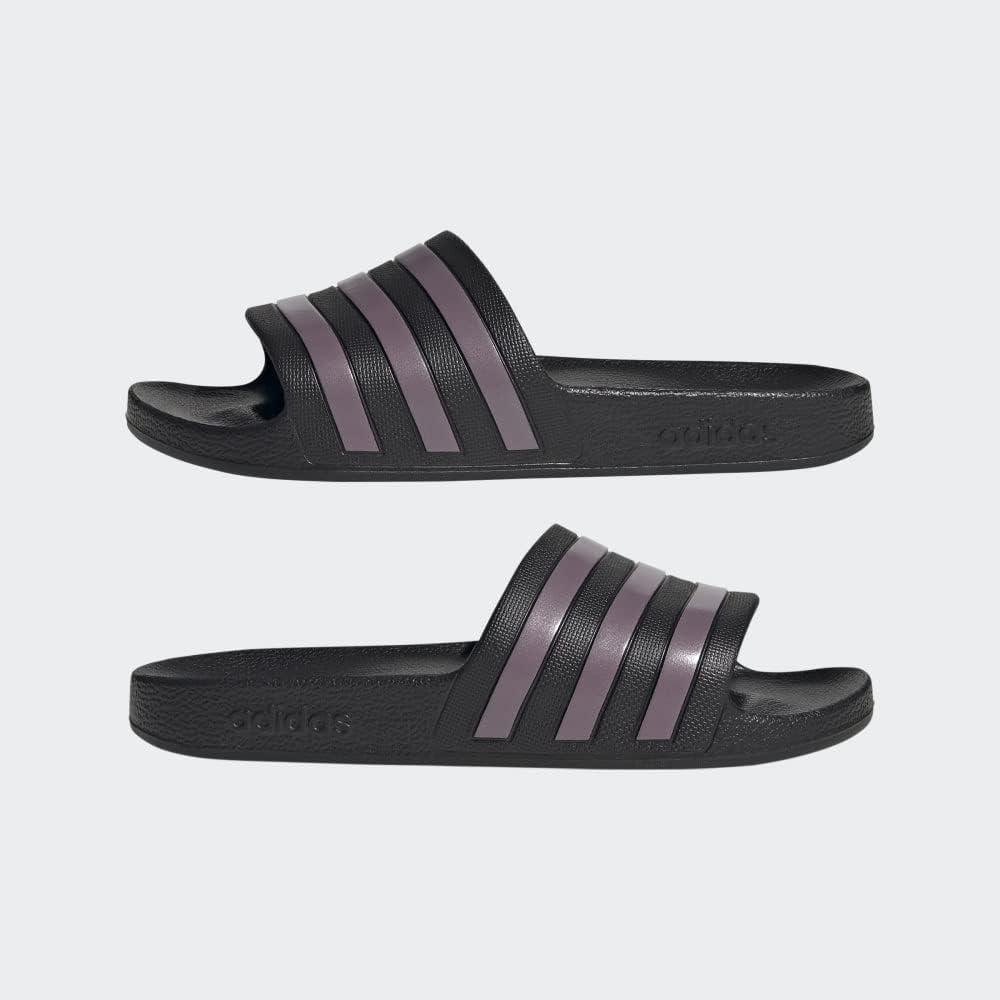 image:imageadidas Womens Adilette Aqua Slide SandalsBlackMatte Purple MetallicBlack