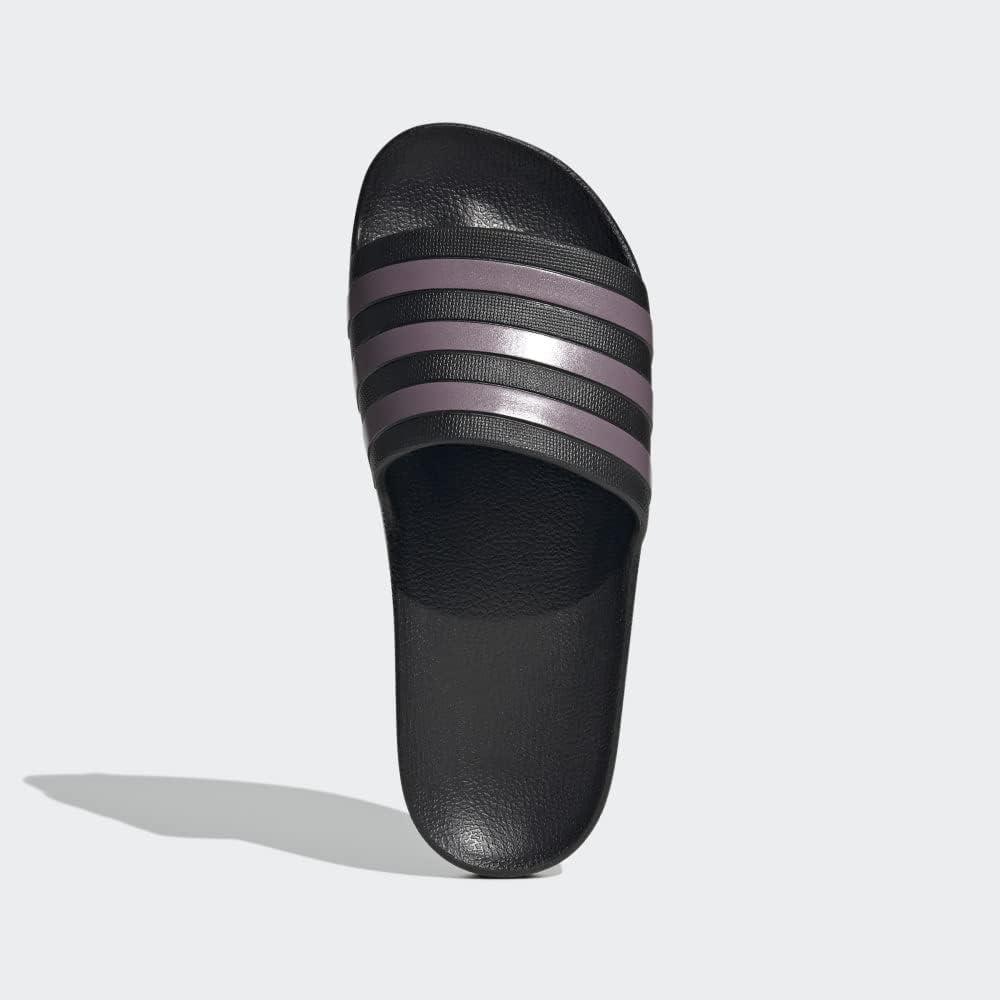 image:imageadidas Womens Adilette Aqua Slide SandalsBlackMatte Purple MetallicBlack