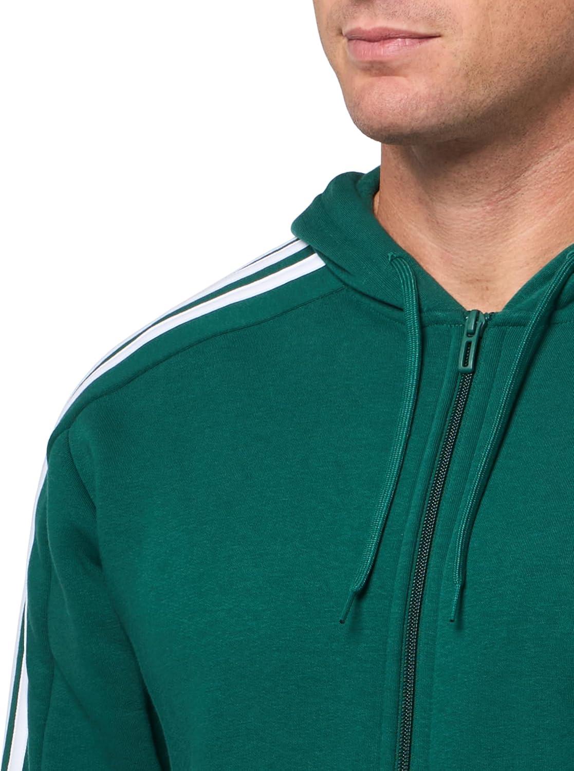 image:imageadidas mens Essentials Fleece 3stripes FullzipCollegiate GreenWhite
