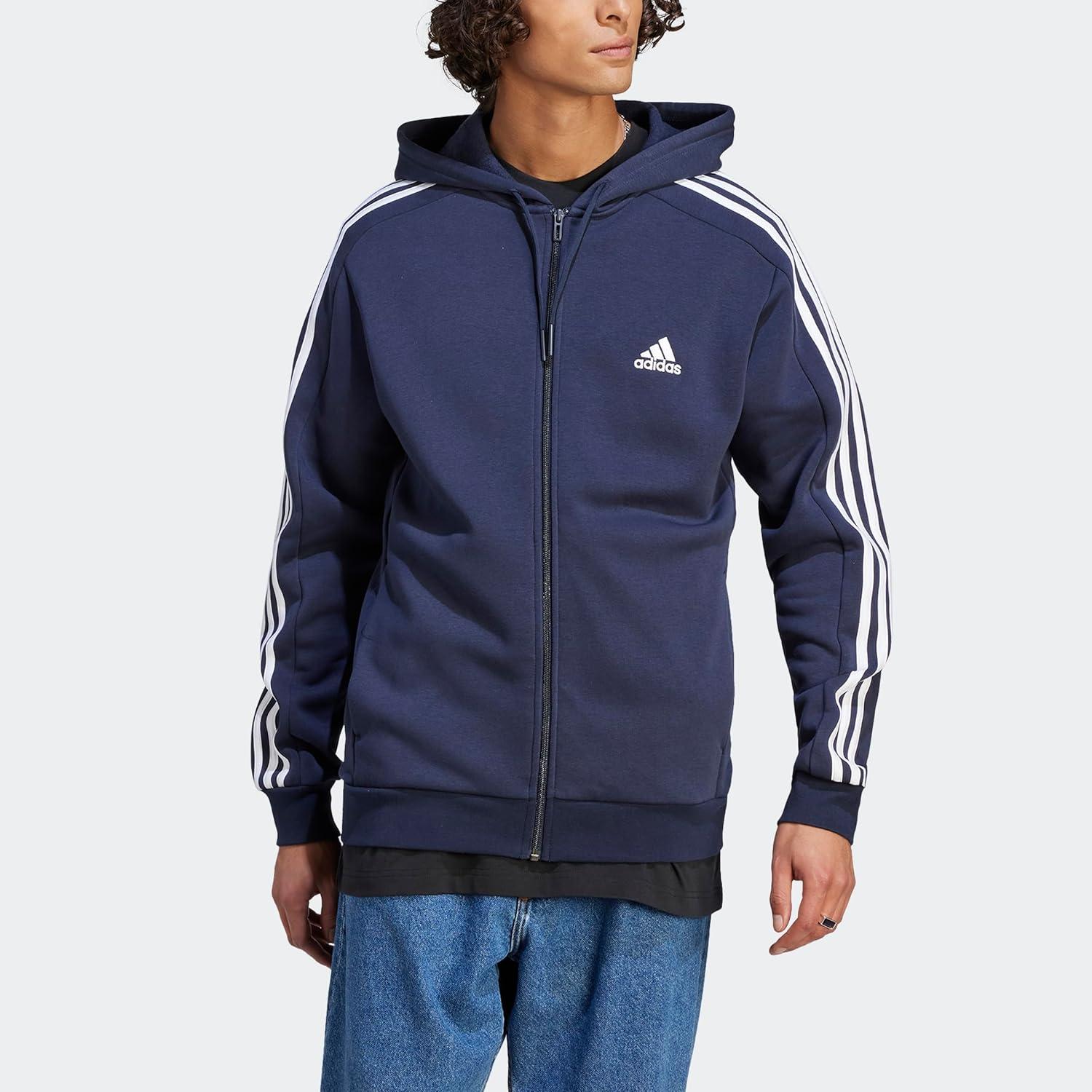 image:imageadidas mens Essentials Fleece 3stripes FullzipLegend Ink