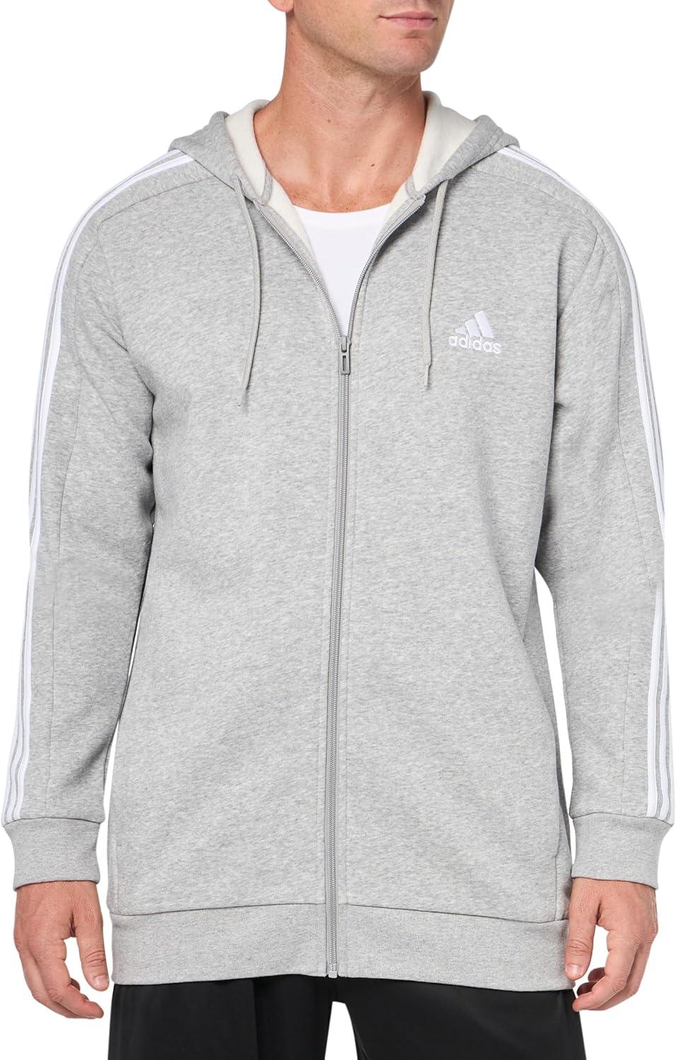 image:imageadidas mens Essentials Fleece 3stripes FullzipMedium Grey Heather