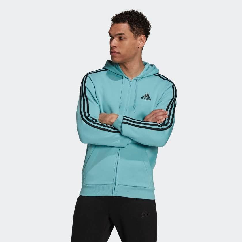 image:imageadidas mens Essentials Fleece 3stripes FullzipMint TonBlack