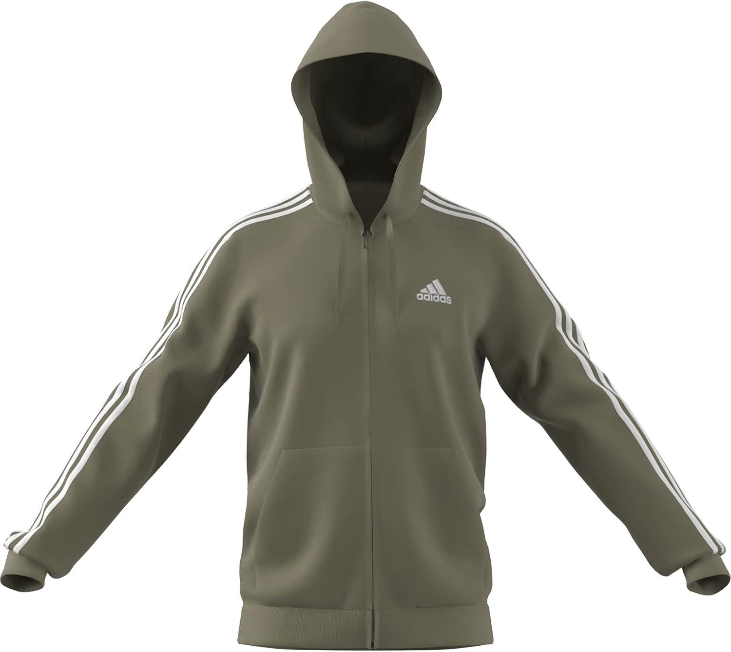 image:imageadidas mens Essentials Fleece 3stripes FullzipOrbit GreenWhite