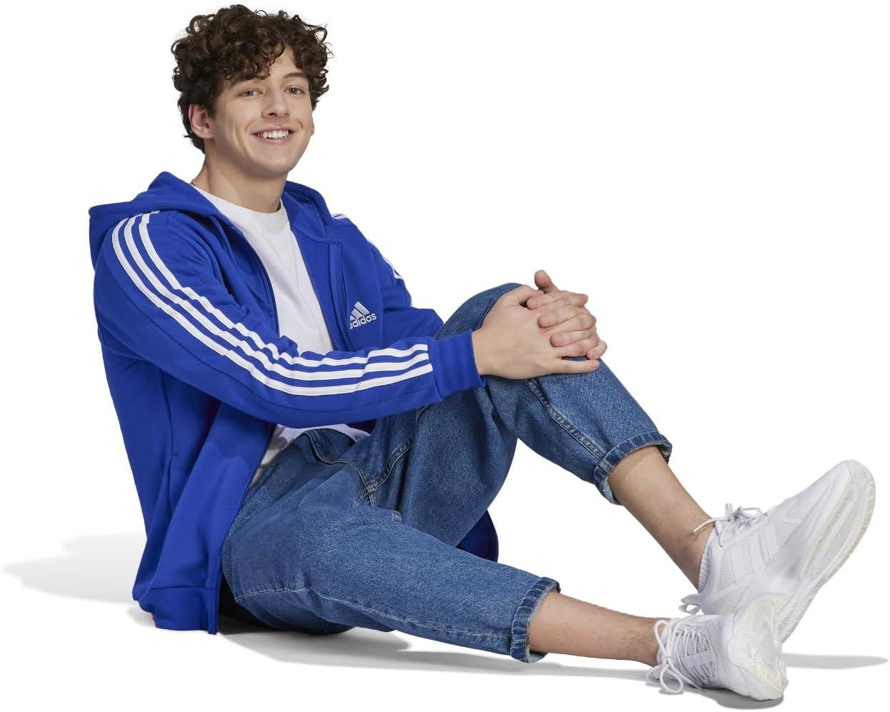 image:imageadidas mens Essentials Fleece 3stripes FullzipSemi Lucid Blue