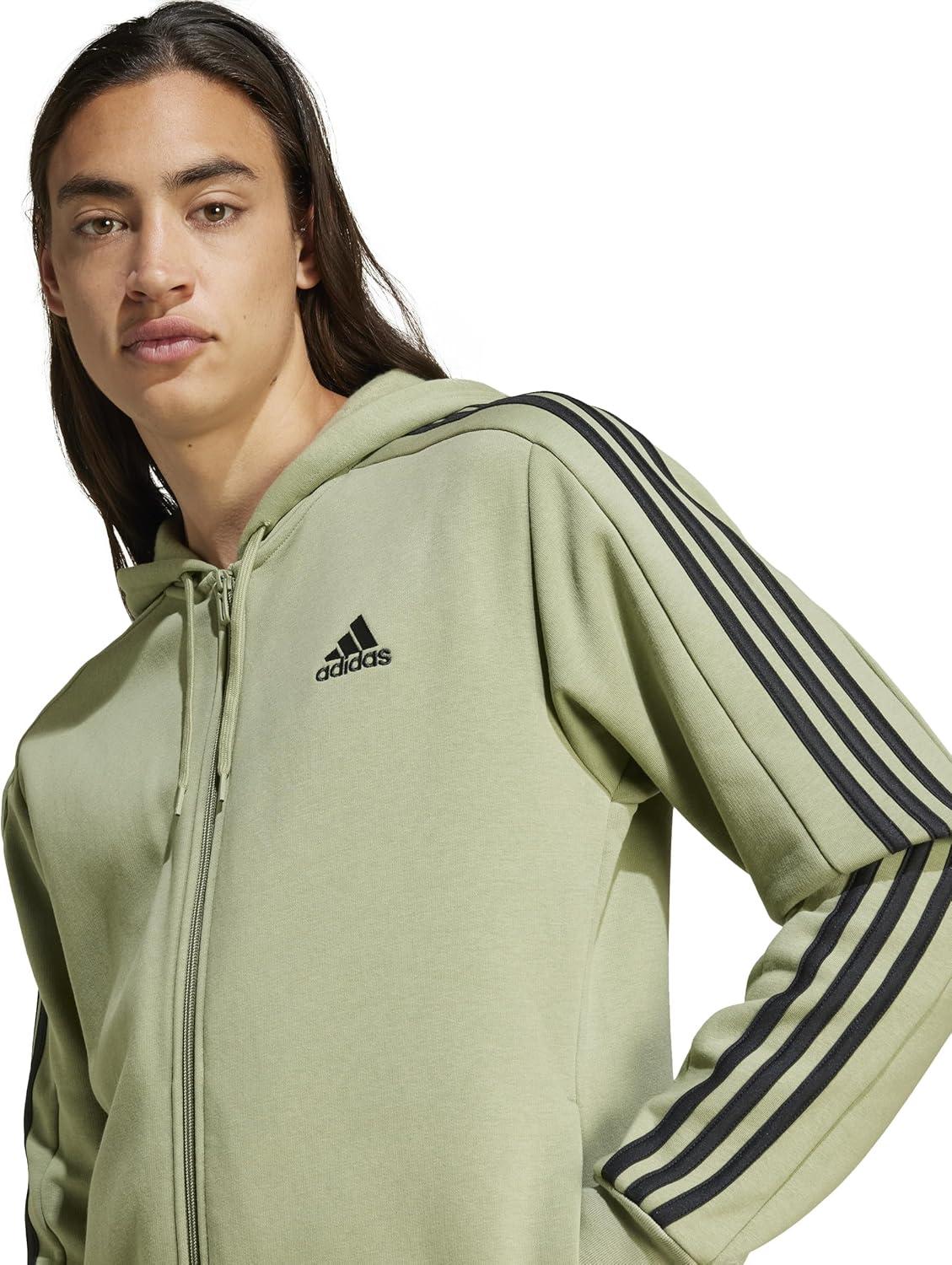 image:imageadidas mens Essentials Fleece 3stripes FullzipTent GreenBlack