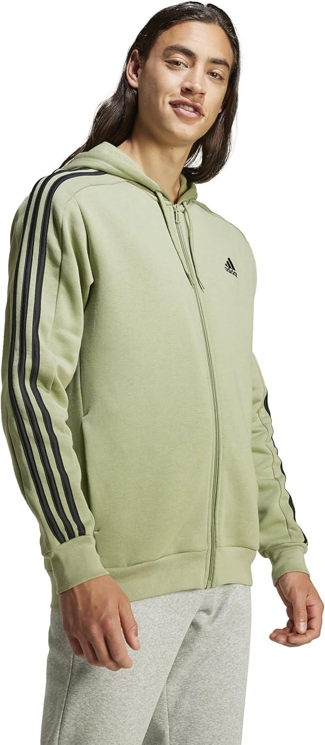 image:imageadidas mens Essentials Fleece 3stripes FullzipTent GreenBlack