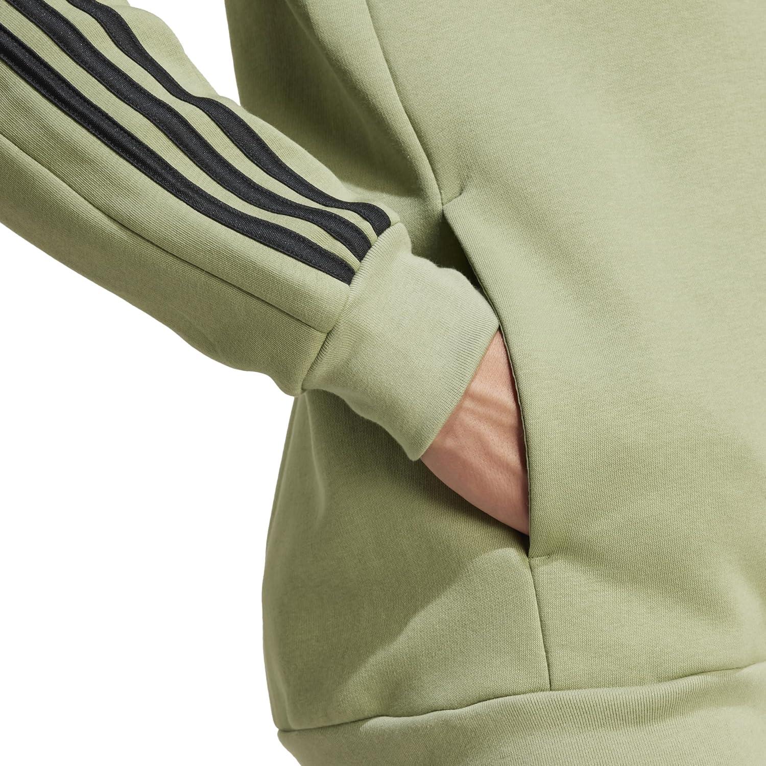 image:imageadidas mens Essentials Fleece 3stripes FullzipTent GreenBlack