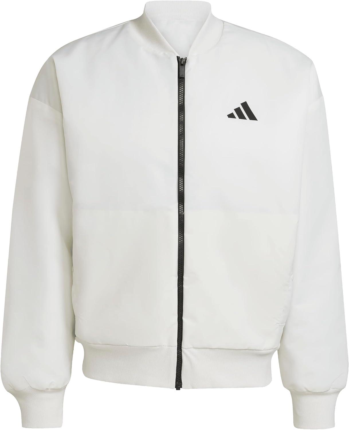 image:imageadidas mens Stadium 3stripes Waxed Woven BomberOff WhiteBlack