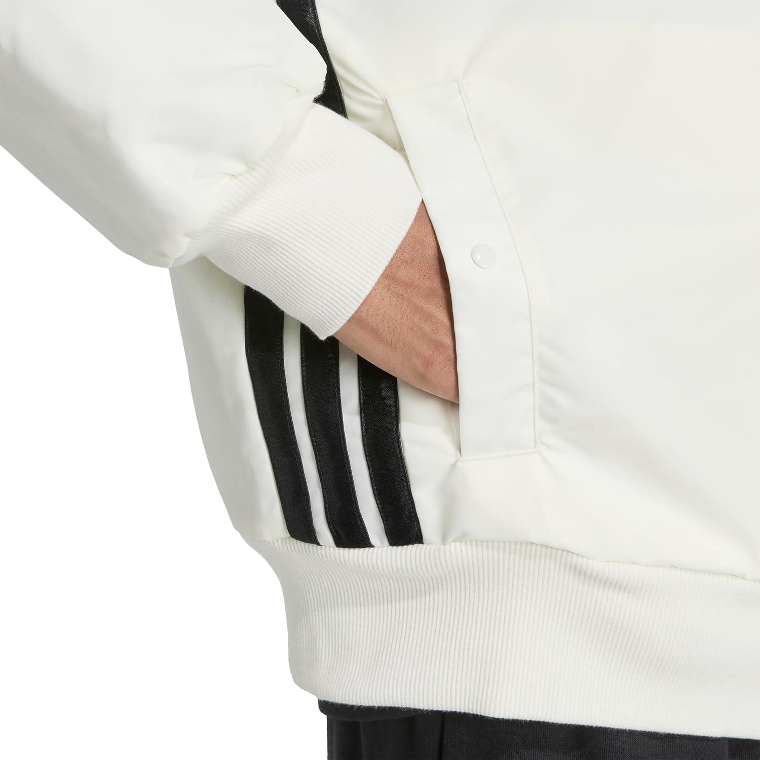 image:imageadidas mens Stadium 3stripes Waxed Woven BomberOff WhiteBlack