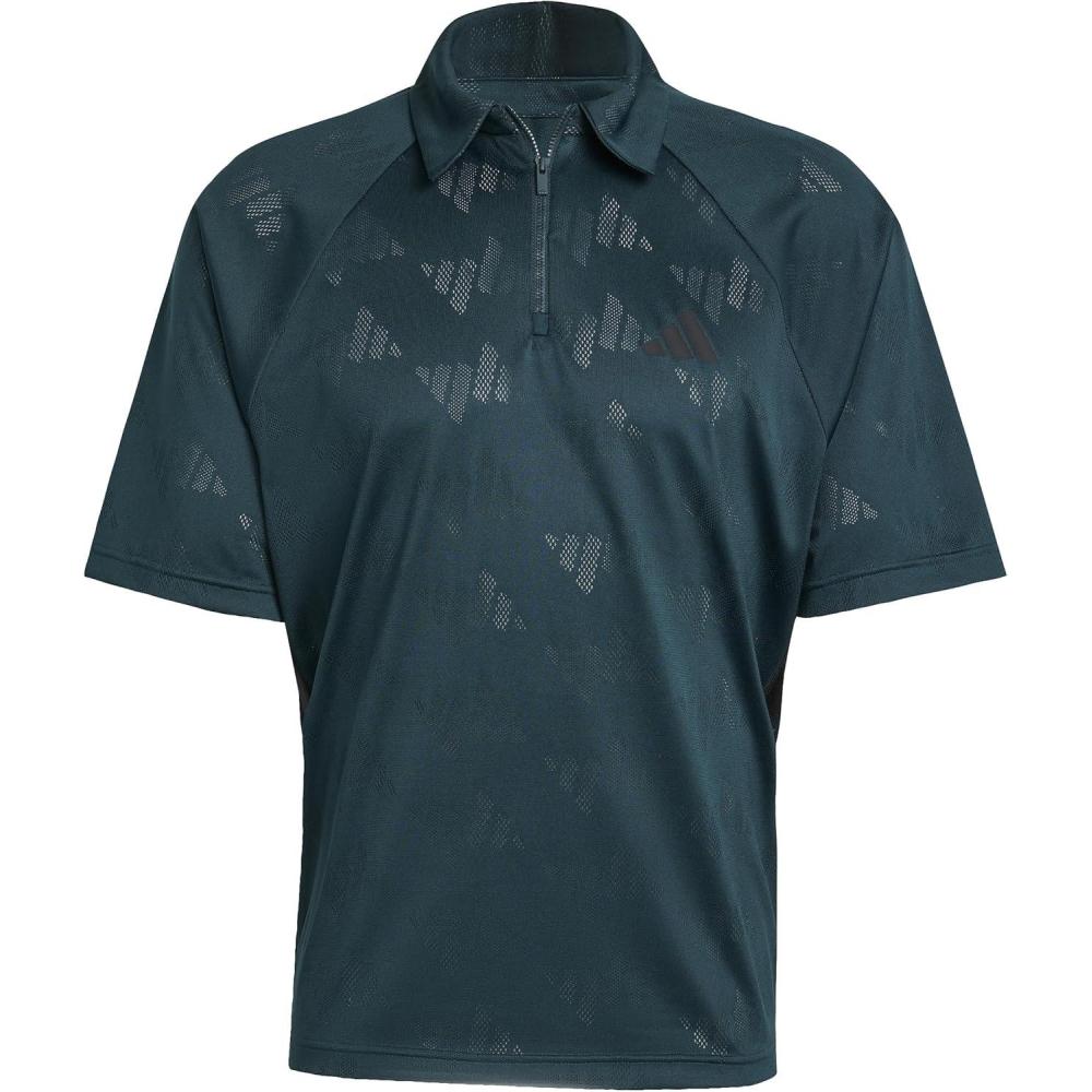 image:imageAdidas Mens Stadium 3Stripes Tennis Inspired Jacquard Polo TShirtAurora IvyBlack