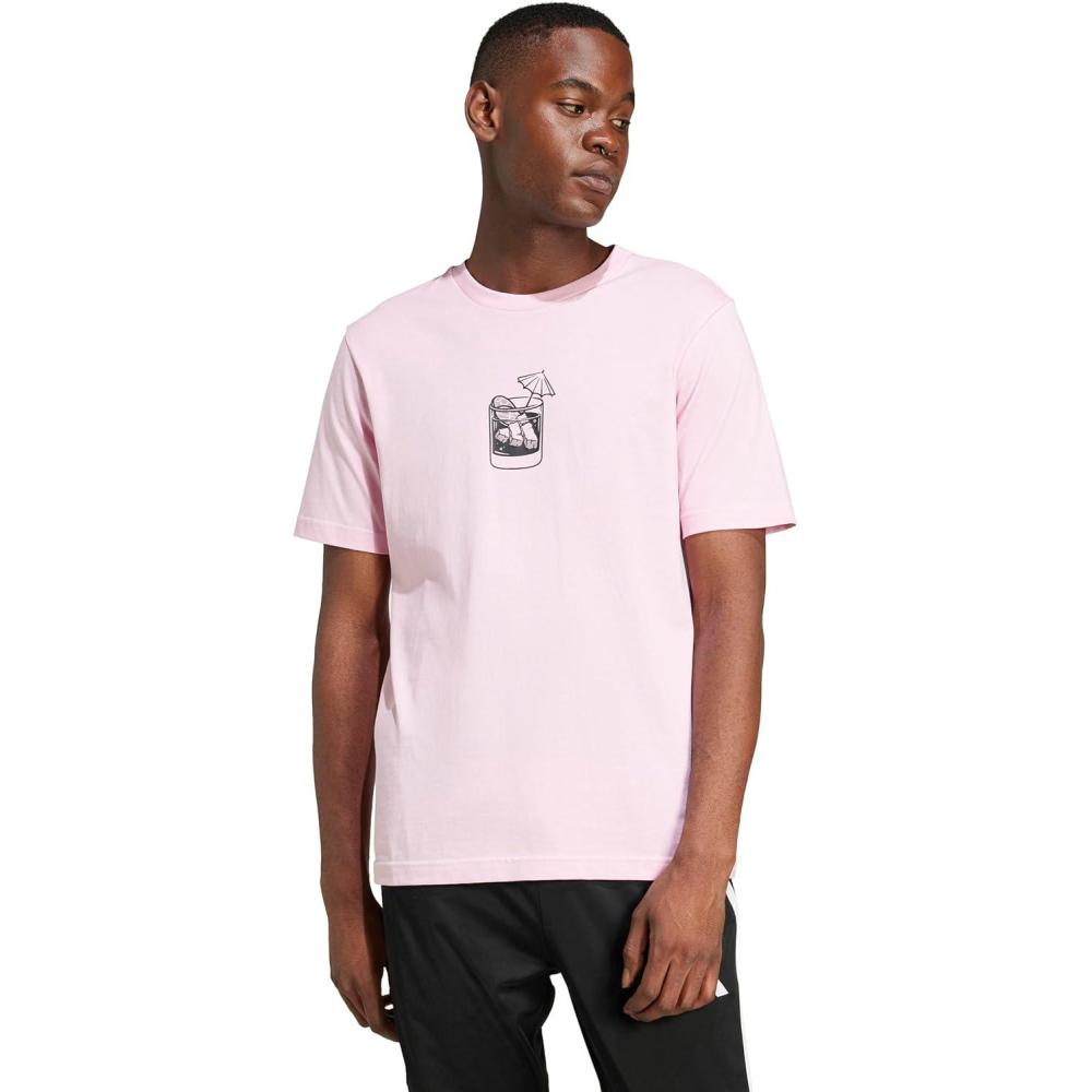 image:imageadidas Mens Lounge Drink Graphic Crew Neck Short Sleeve Casual Tops Casual BlueTrue Pink