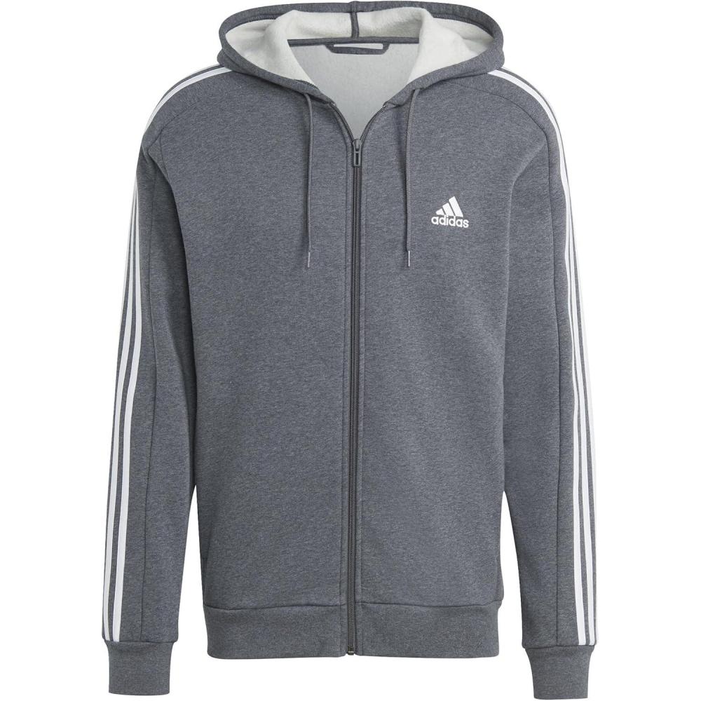 image:imageadidas mens Essentials Fleece 3stripes FullzipDark Grey Heather