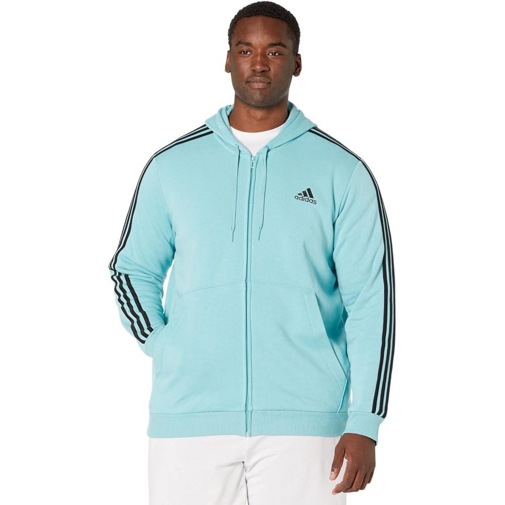 image:imageadidas mens Essentials Fleece 3stripes FullzipMint TonBlack
