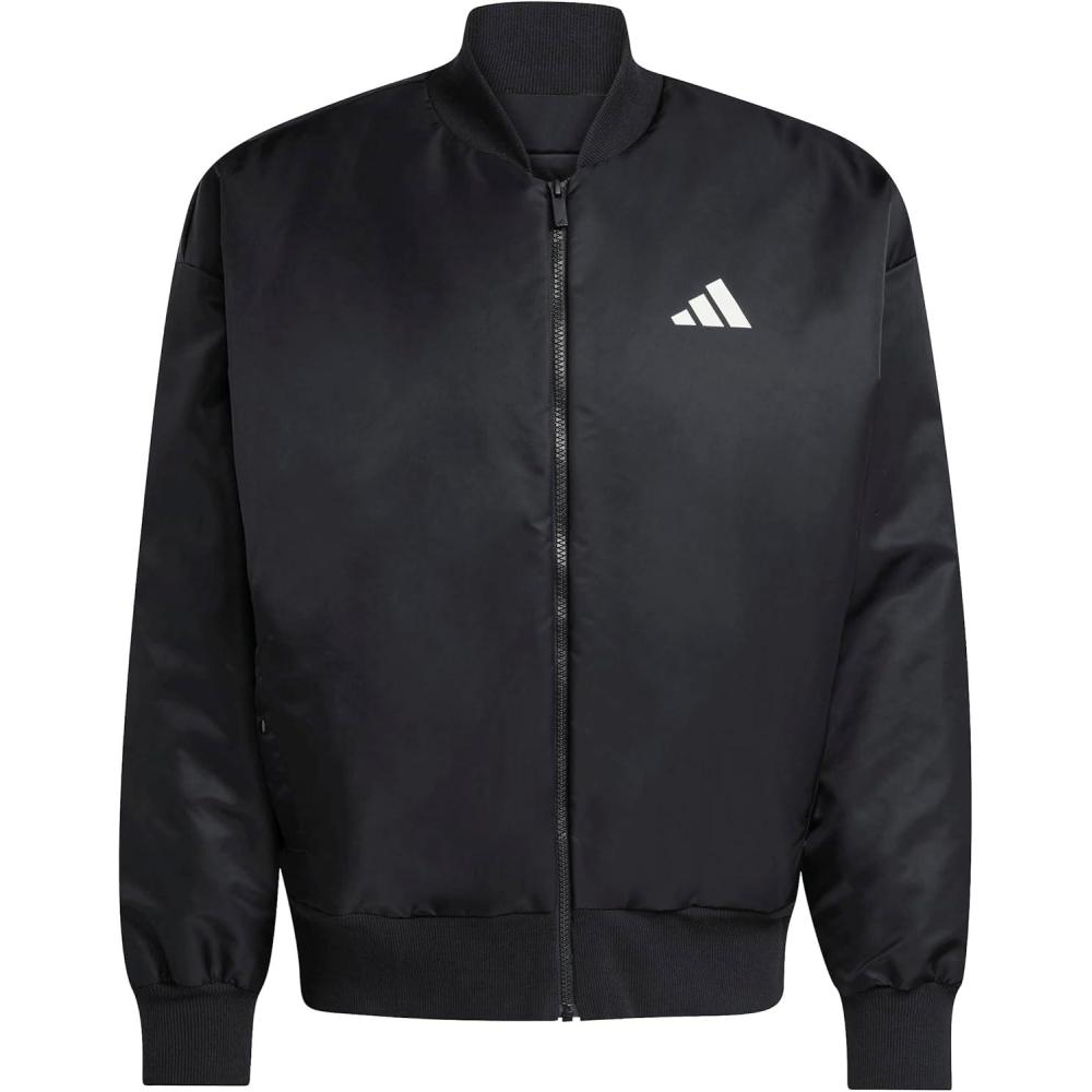 image:imageadidas mens Stadium 3stripes Waxed Woven BomberBlackOff White