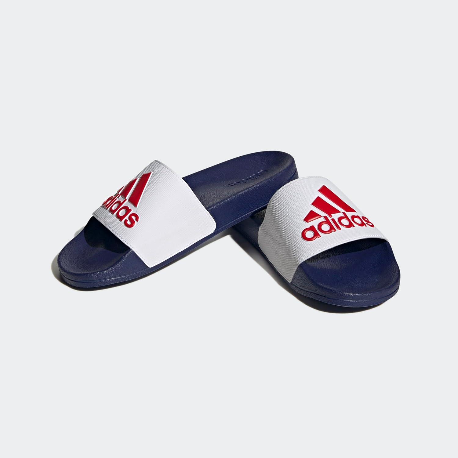 image:imageadidas unisexadult Adilette ShowerWhiteBetter ScarletVictory Blue