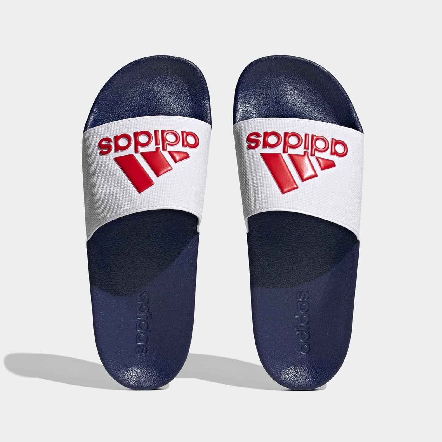 image:imageadidas unisexadult Adilette ShowerWhiteBetter ScarletVictory Blue