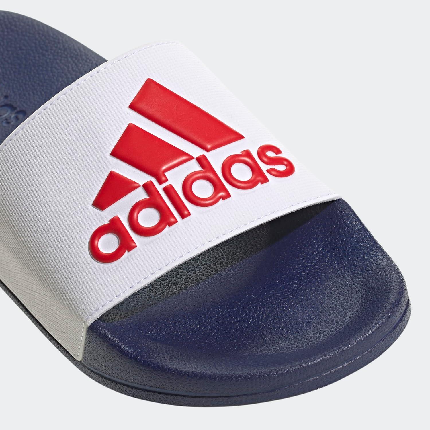 image:imageadidas unisexadult Adilette ShowerWhiteBetter ScarletVictory Blue