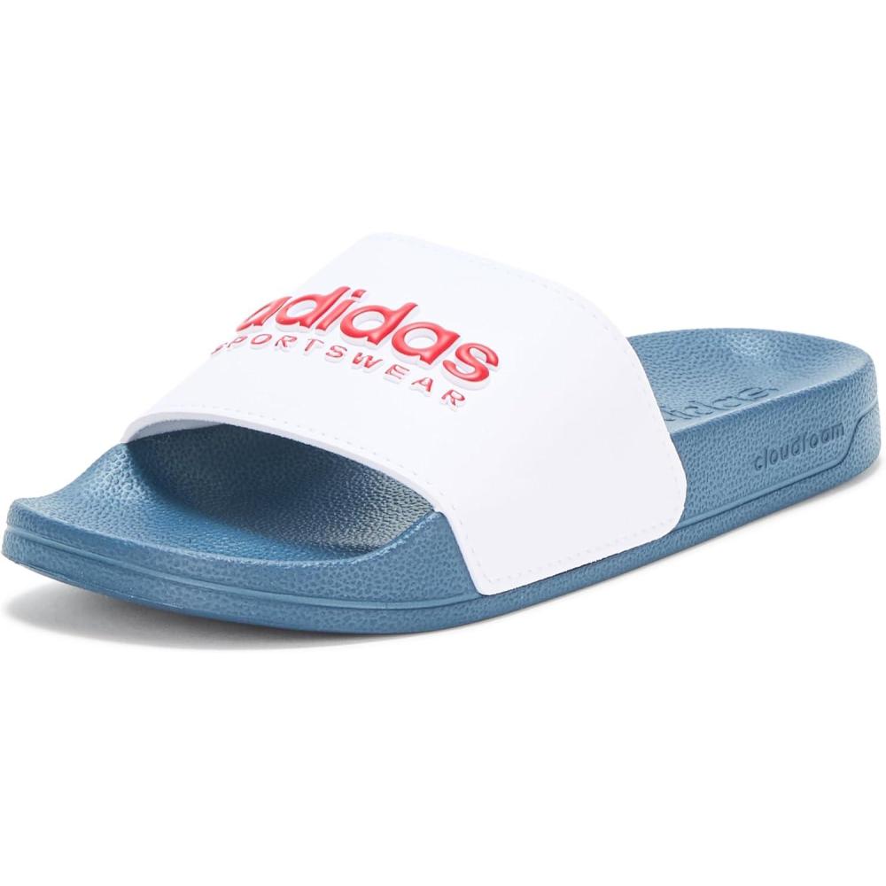 image:imageadidas unisexadult Adilette ShowerWhiteBetter ScarletTeam Navy Blue
