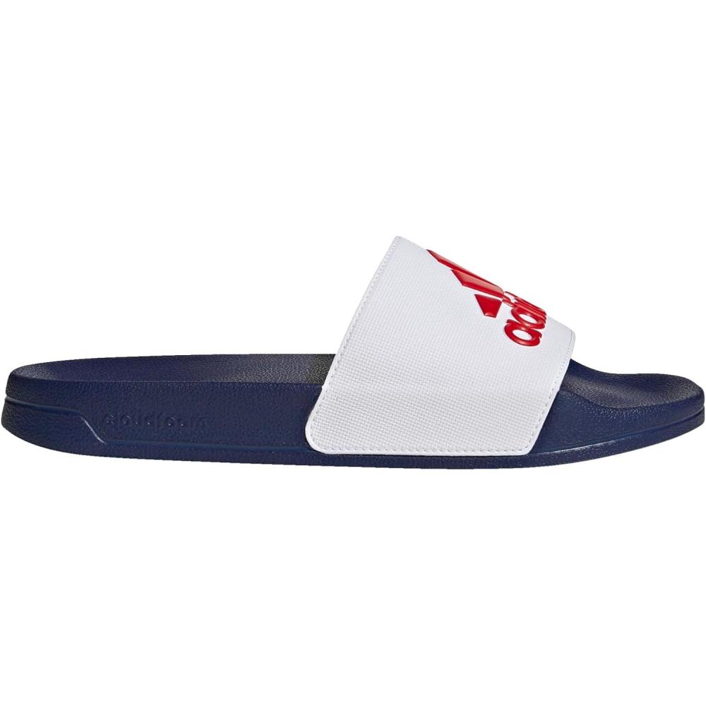 image:imageadidas unisexadult Adilette ShowerWhiteBetter ScarletVictory Blue