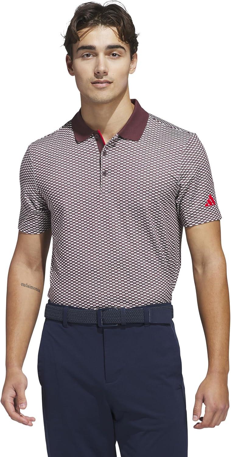 image:imageAdidas Mens Beyond Textured Polo ShirtAurora Ruby S25