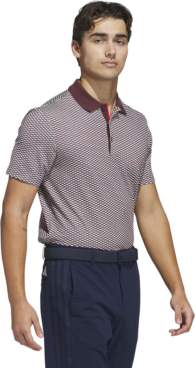 image:imageAdidas Mens Beyond Textured Polo ShirtAurora Ruby S25