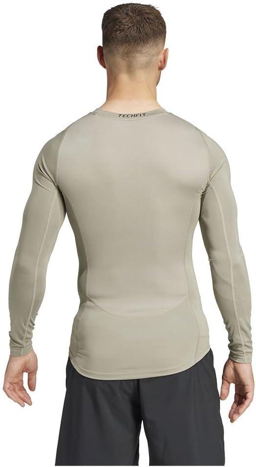 image:imageAdidas Mens Techfit Compression Long Sleeve Training TShirtSilver Pebble