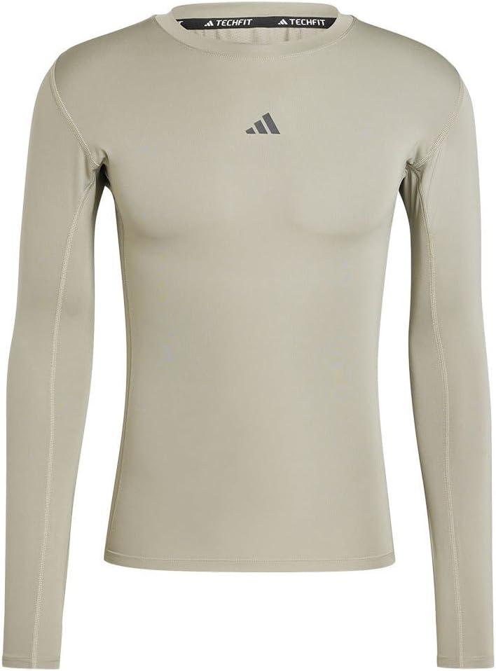 image:imageAdidas Mens Techfit Compression Long Sleeve Training TShirtSilver Pebble