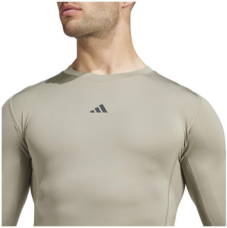 image:imageAdidas Mens Techfit Compression Long Sleeve Training TShirtSilver Pebble