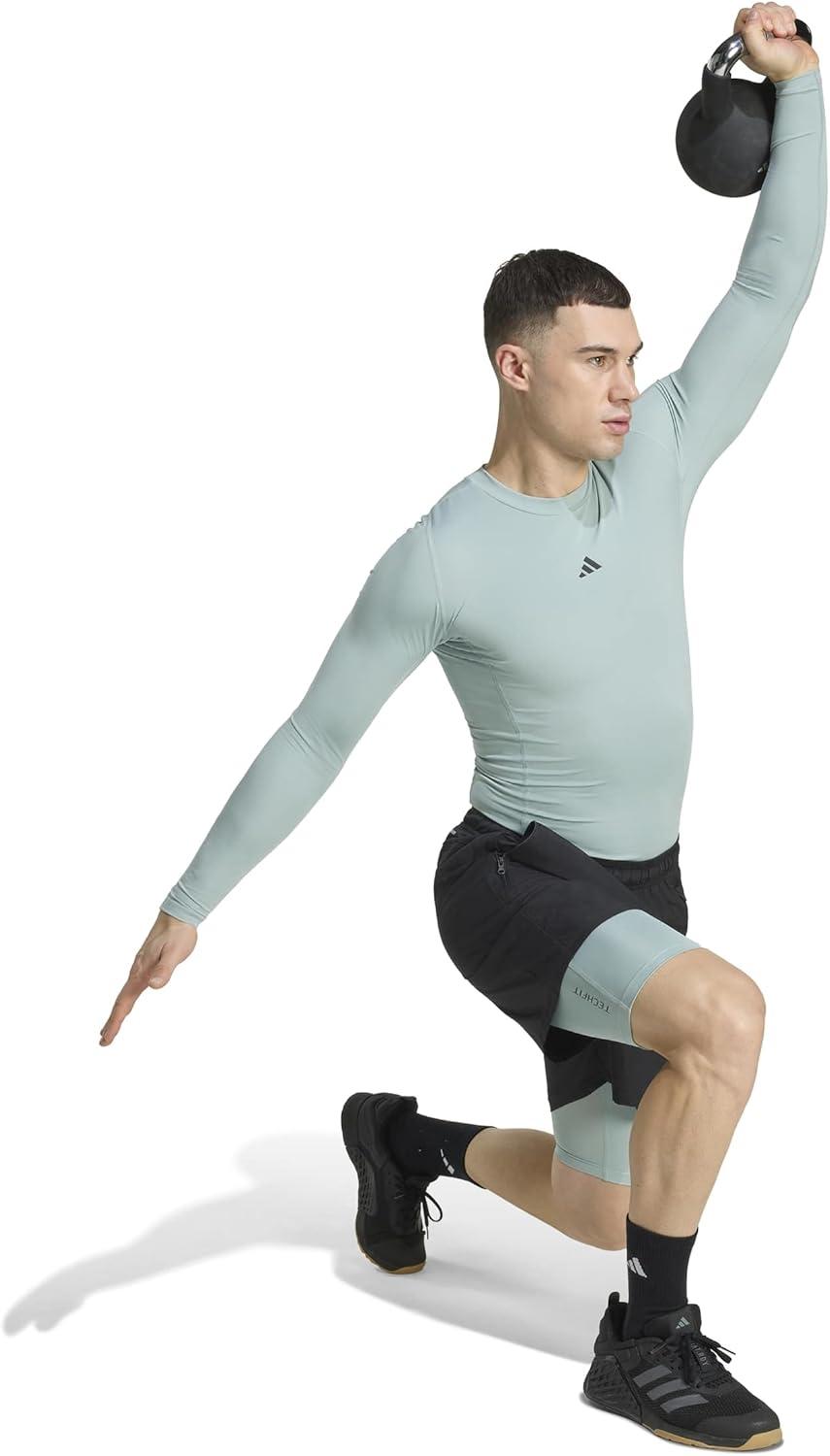 image:imageAdidas Mens Techfit Compression Long Sleeve Training TShirtWonder Sage