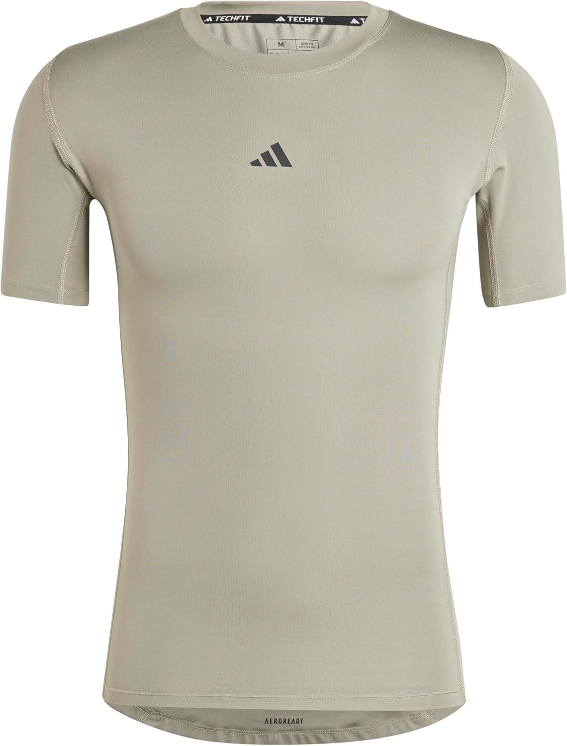 image:imageAdidas Mens Techfit Compression Training TShirtSilver Pebble