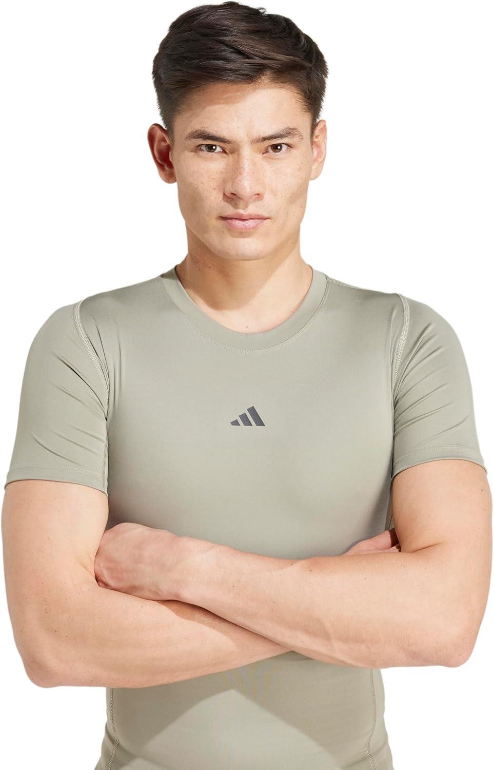 image:imageAdidas Mens Techfit Compression Training TShirtSilver PebblePebble