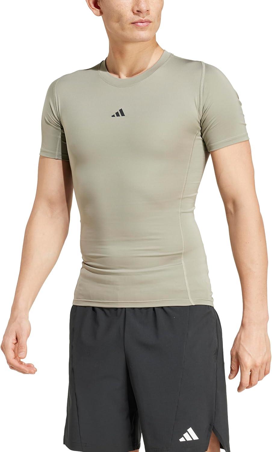 image:imageAdidas Mens Techfit Compression Training TShirtSilver PebblePebble
