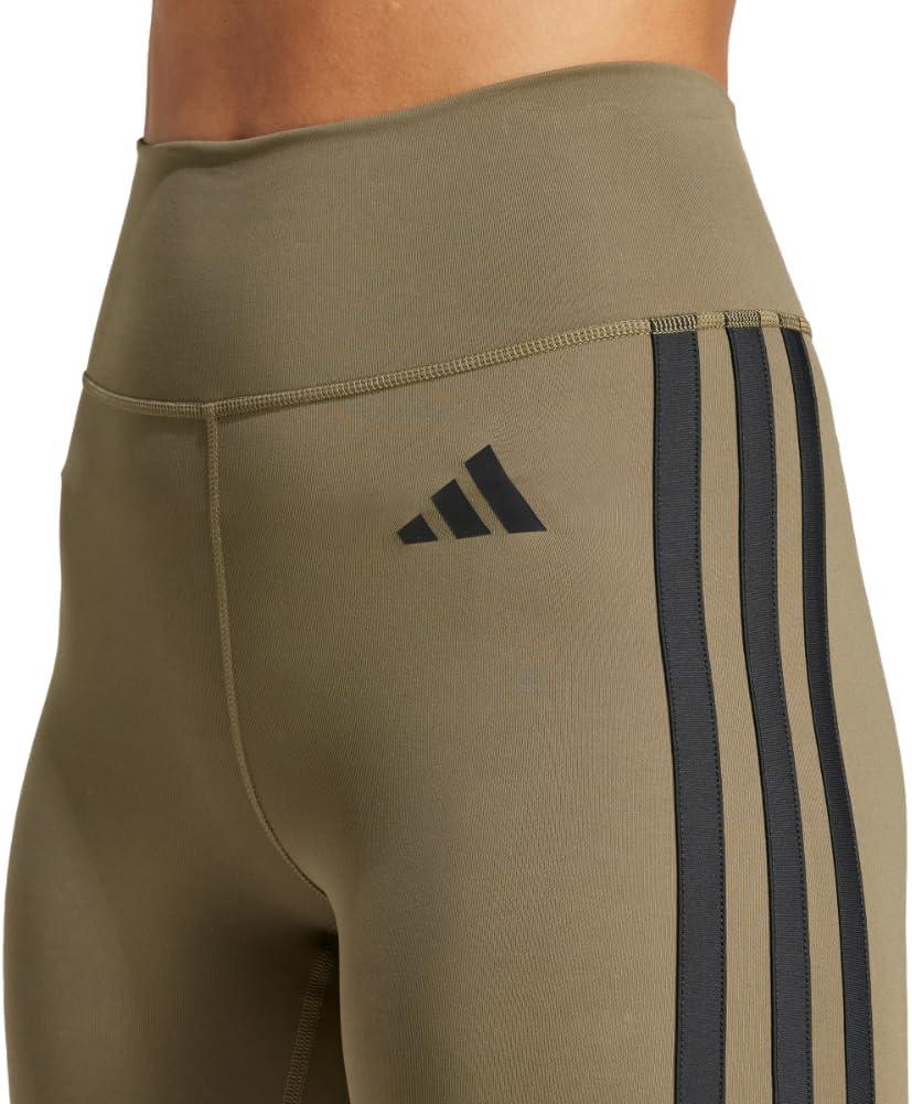 image:imageAdidas Womens Optime Essentials 3Stripes 78 Training LeggingsOlive StrataBlack