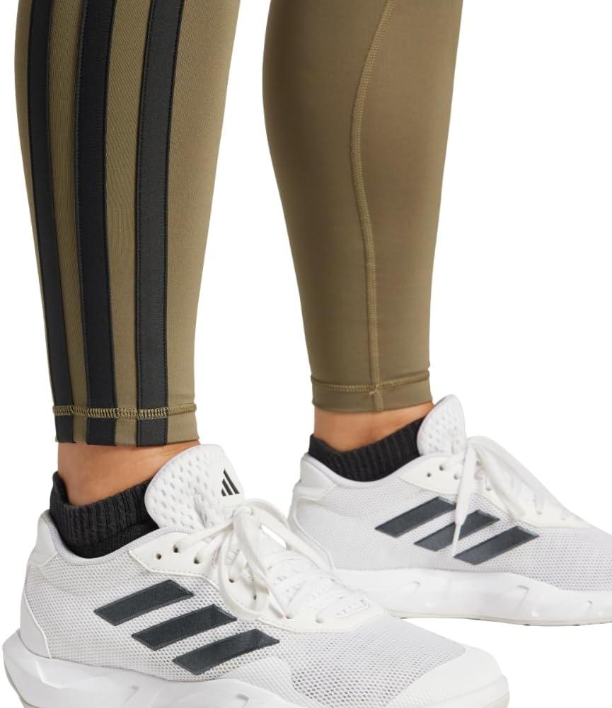 image:imageAdidas Womens Optime Essentials 3Stripes 78 Training LeggingsOlive StrataBlack