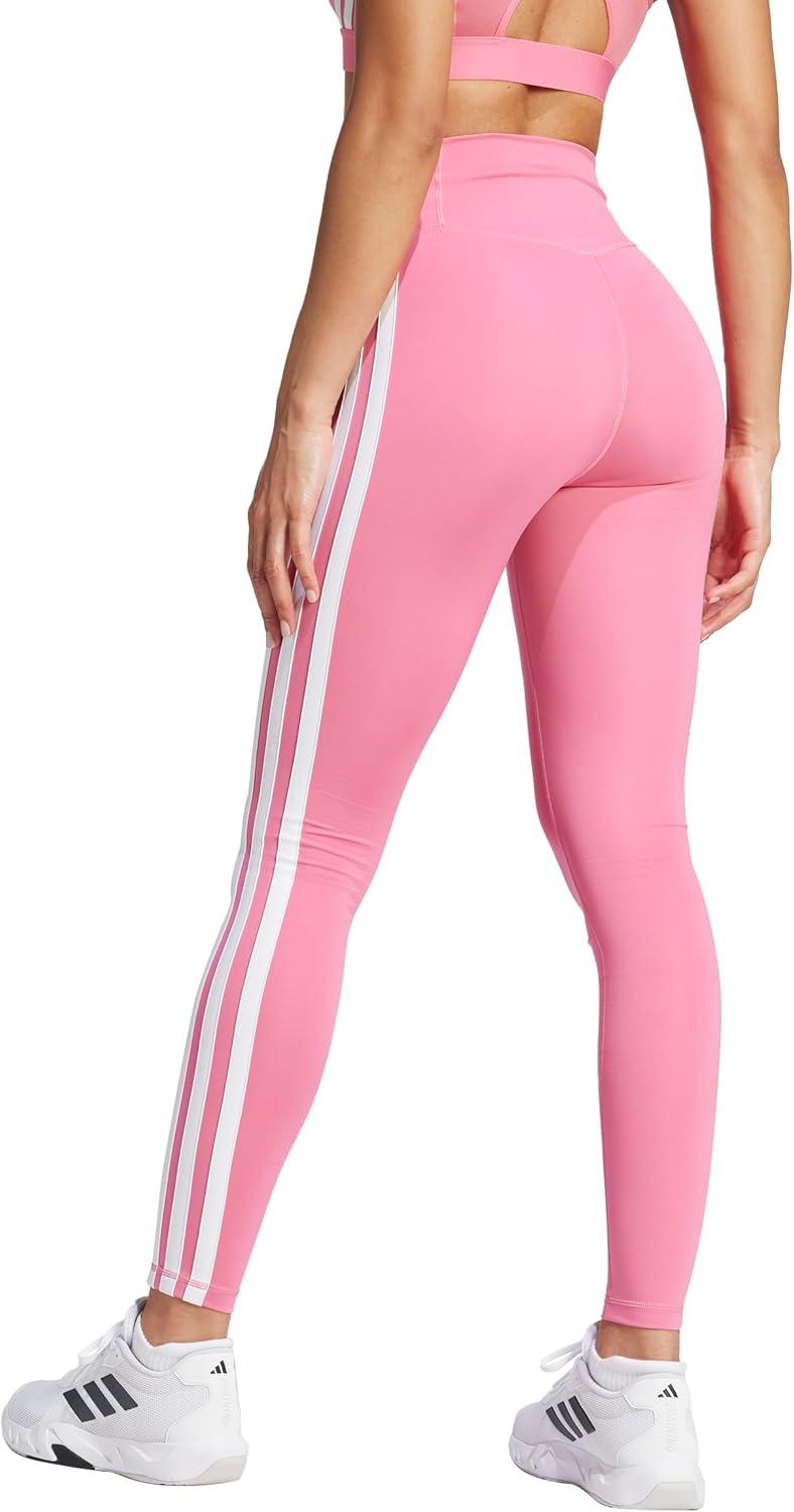image:imageAdidas Womens Optime Essentials 3Stripes 78 Training LeggingsPink FusionWhite