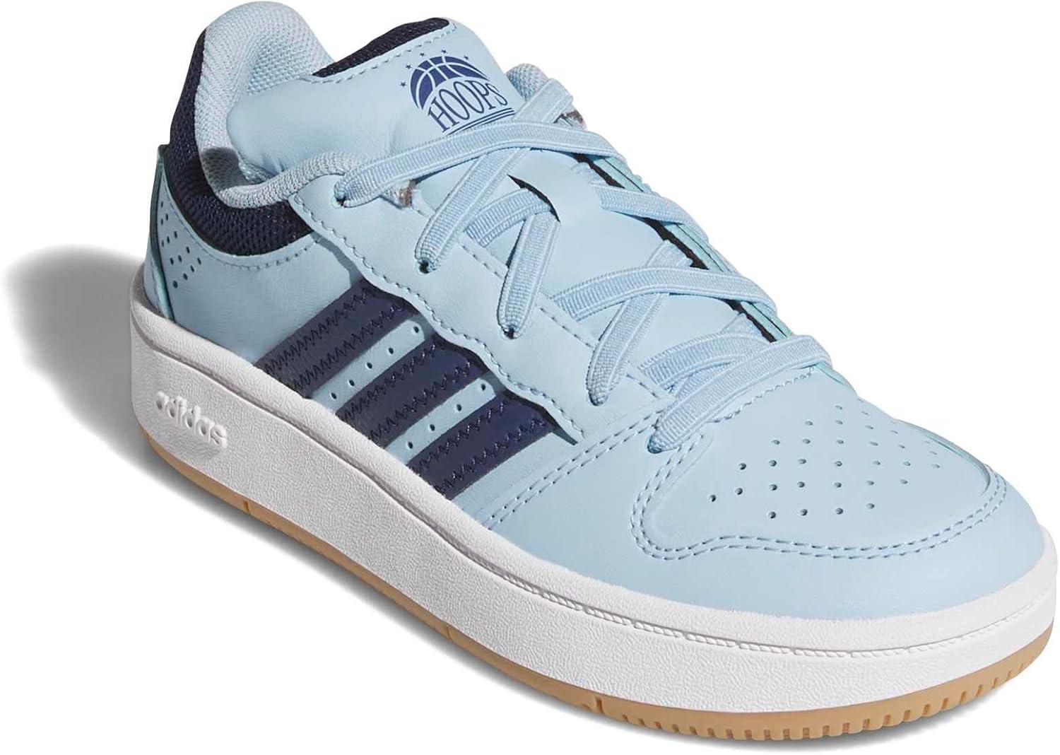 image:imageadidas UnisexChild Hoops Classic Elastic LaceClear SkyDark BlueWhite