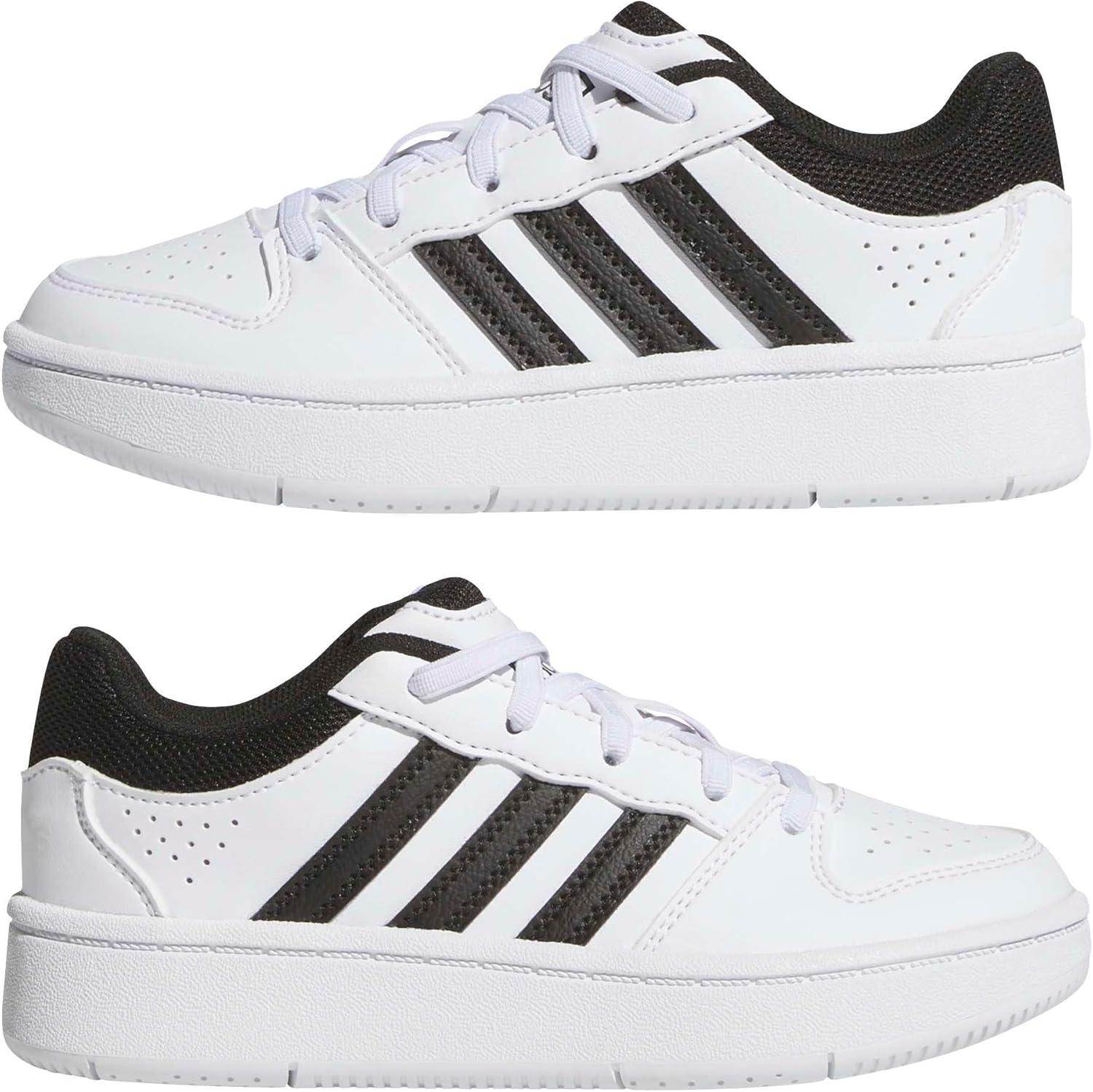 image:imageadidas UnisexChild Hoops Classic Elastic LaceWhiteBlackOrbit Grey