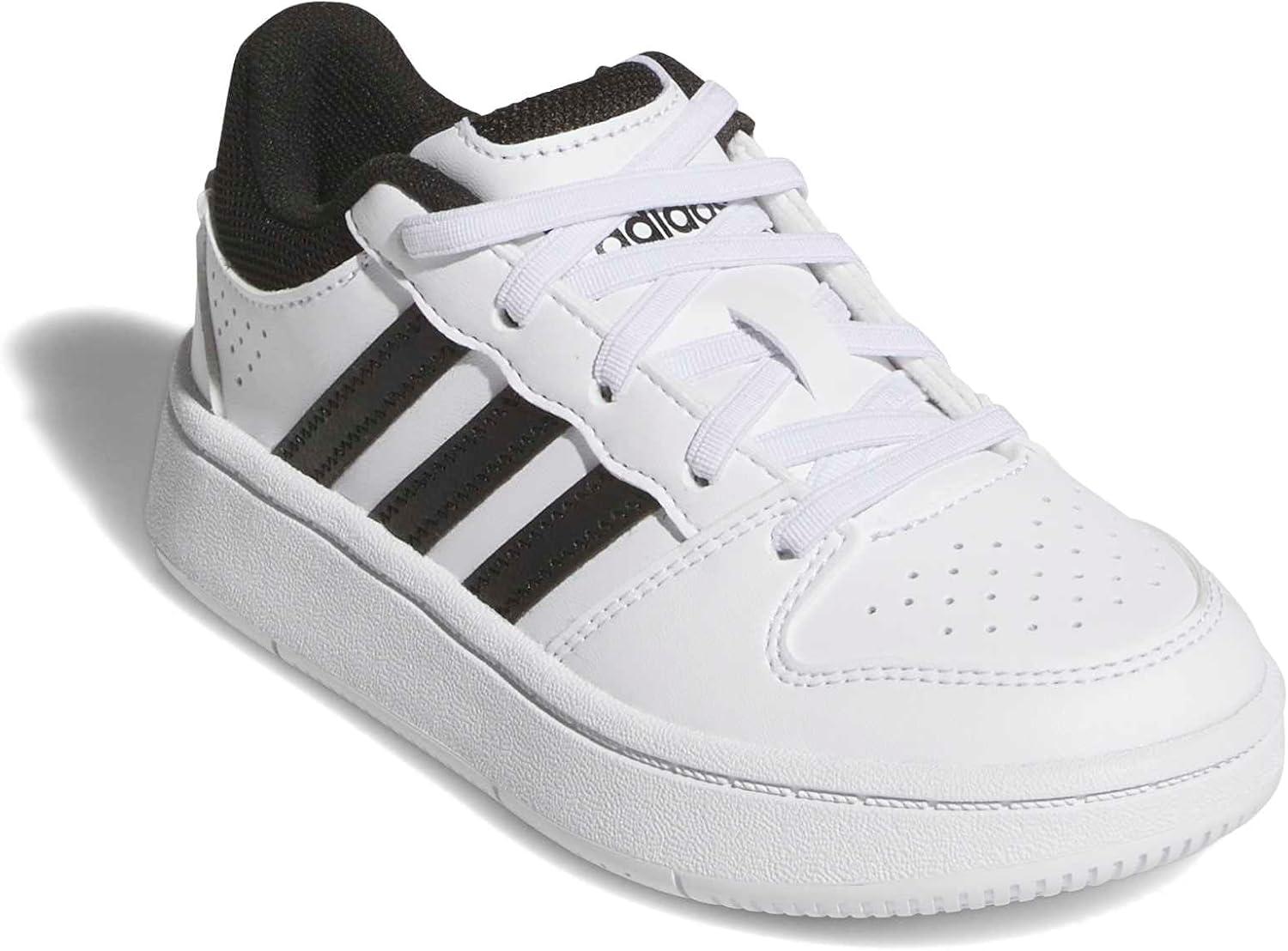 image:imageadidas UnisexChild Hoops Classic Elastic LaceWhiteBlackOrbit Grey