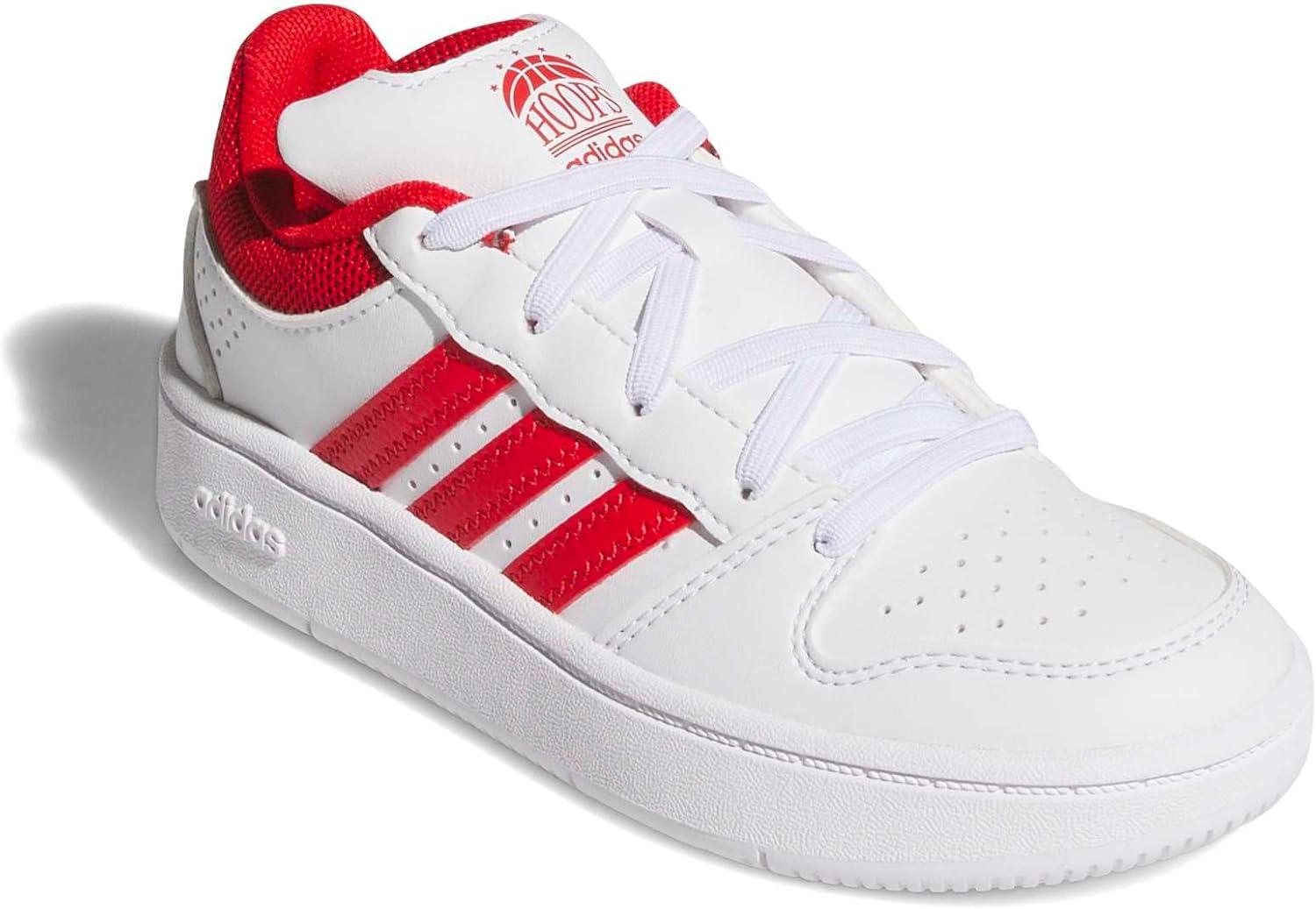 image:imageadidas UnisexChild Hoops Classic Elastic LaceWhiteRedWhite