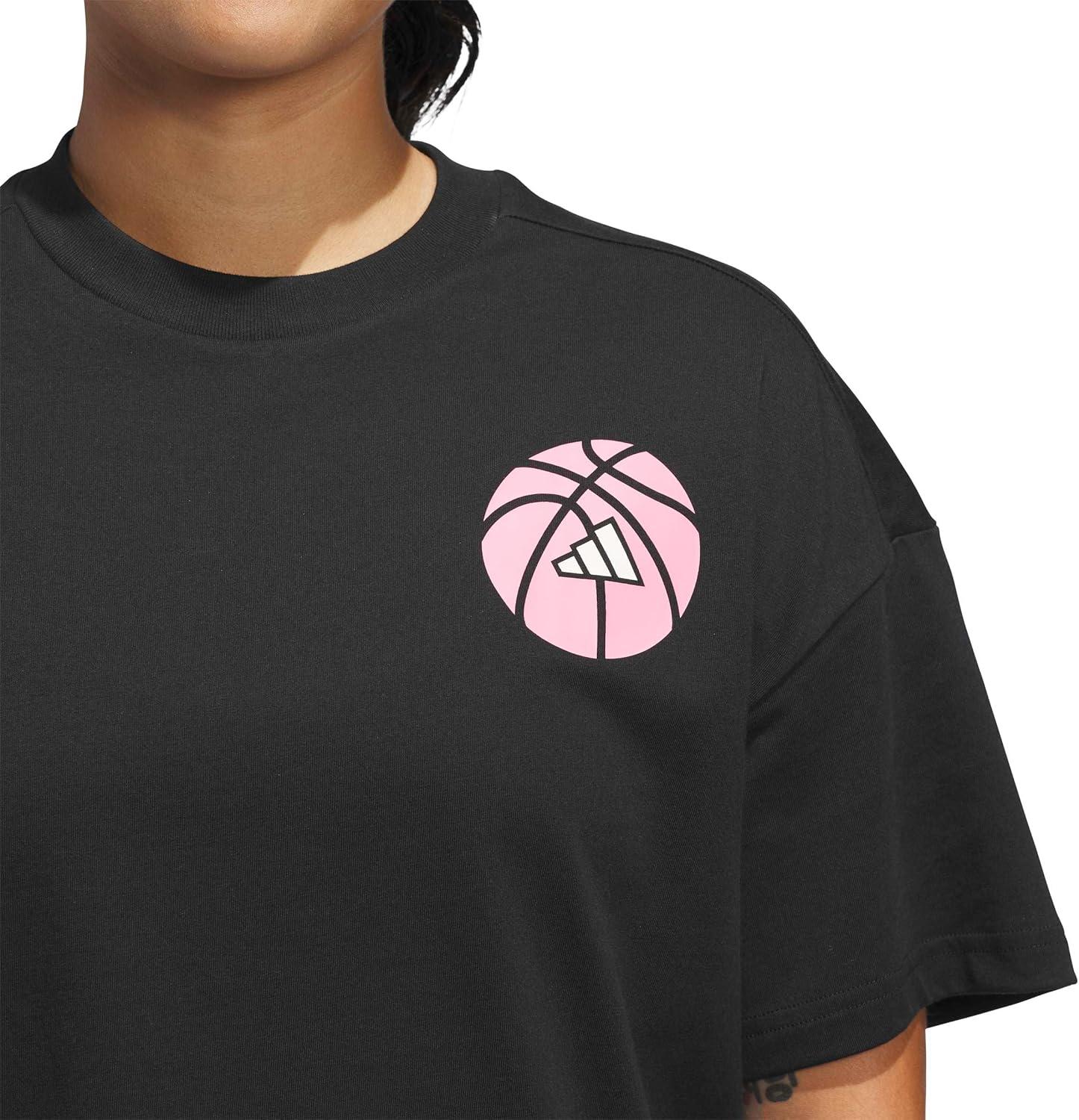 image:imageadidas Womens Basketball Graphic TShirtBlackLucid Pink