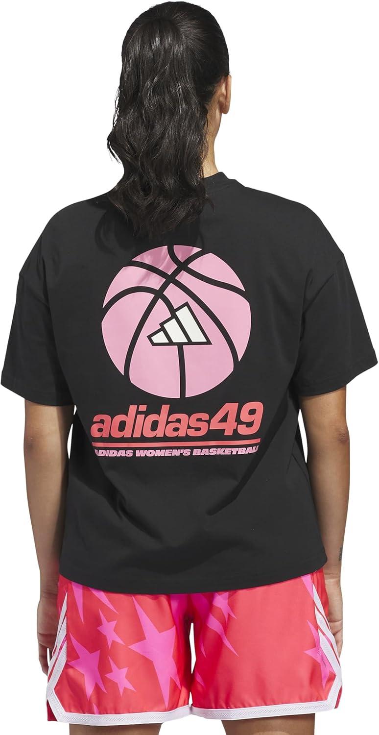 image:imageadidas Womens Basketball Graphic TShirtBlackLucid Pink