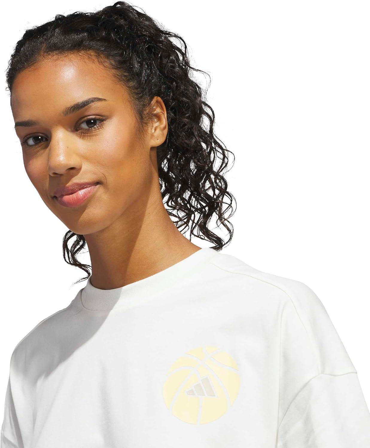 image:imageadidas Womens Basketball Graphic TShirtOff WhiteIce Tangerine